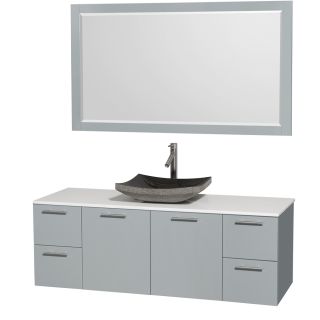 A thumbnail of the Wyndham Collection WCR410060SDGWSM58 White Stone Top / Altair Black Granit Sink