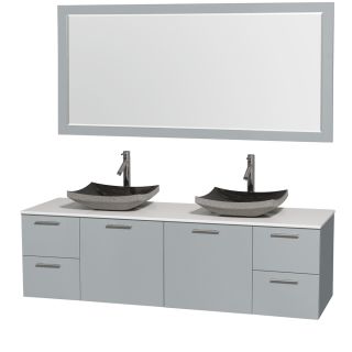 A thumbnail of the Wyndham Collection WCR410072DDGWSM70 White Stone Top / Altair Black Granite Sink