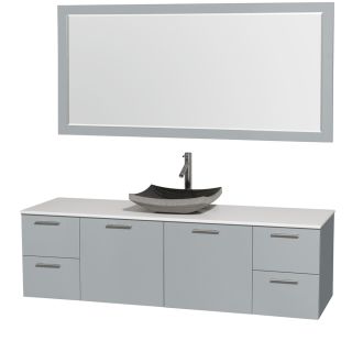 A thumbnail of the Wyndham Collection WCR410072SDGWSM70 White Stone Top / Altair Black Granit Sink