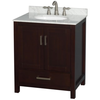 A thumbnail of the Wyndham Collection WCS141430SUNOMXX Espresso / White Carrara Marble Top