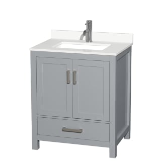 A thumbnail of the Wyndham Collection WCS141430S-QTZ-UNSMXX Gray / White Quartz Top / Brushed Chrome Hardware