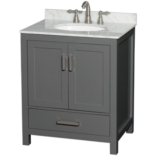 A thumbnail of the Wyndham Collection WCS141430SUNOMXX Dark Gray / White Carrara Marble Top / Brushed Chrome Hardware