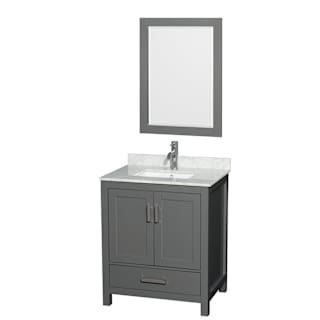 A thumbnail of the Wyndham Collection WCS141430SUNSM24 Dark Gray / White Carrara Marble Top / Brushed Chrome Hardware