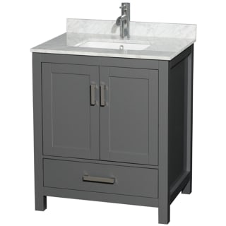 A thumbnail of the Wyndham Collection WCS141430SUNSMXX Dark Gray / White Carrara Marble Top / Brushed Chrome Hardware