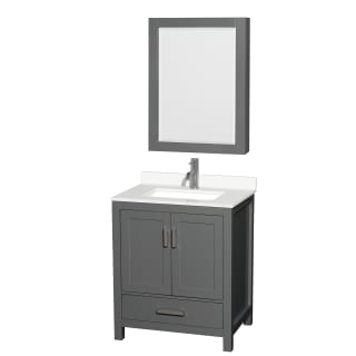 A thumbnail of the Wyndham Collection WCS141430S-QTZ-UNSMED Dark Gray / White Quartz Top / Brushed Chrome Hardware