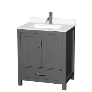 A thumbnail of the Wyndham Collection WCS141430S-QTZ-UNSMXX Dark Gray / White Quartz Top / Brushed Chrome Hardware