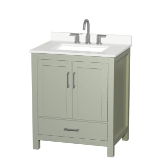 A thumbnail of the Wyndham Collection WCS141430S-QTZ-US3MXX Light Green / White Quartz Top / Brushed Nickel Hardware