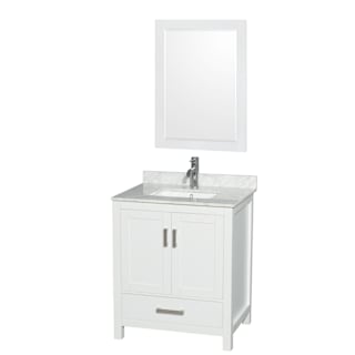 A thumbnail of the Wyndham Collection WCS141430SUNSM24 White / White Carrara Marble Top / Brushed Chrome Hardware