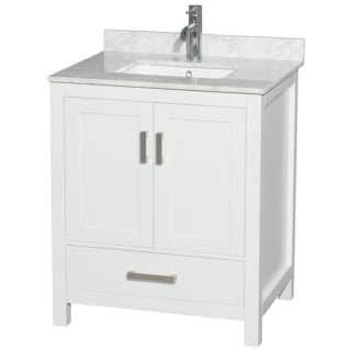 A thumbnail of the Wyndham Collection WCS141430SUNSMXX White / White Carrara Marble Top / Brushed Chrome Hardware