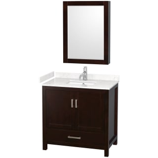 A thumbnail of the Wyndham Collection WCS141436S-VCA-MED Espresso / Carrara Cultured Marble Top / Brushed Chrome Hardware