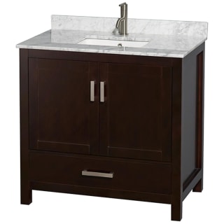 A thumbnail of the Wyndham Collection WCS141436SUNSMXX Espresso / White Carrara Marble Top / Brushed Chrome Hardware