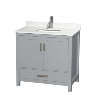 A thumbnail of the Wyndham Collection WCS141436S-QTZ-UNSMXX Gray / White Quartz Top / Brushed Chrome Hardware