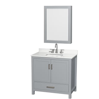 A thumbnail of the Wyndham Collection WCS141436S-QTZ-US3MED Gray / White Quartz Top / Brushed Chrome Hardware