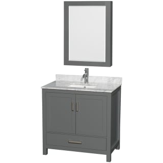 A thumbnail of the Wyndham Collection WCS141436SUNSMED Dark Gray / White Carrara Marble Top / Brushed Chrome Hardware