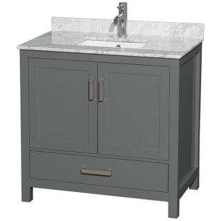 A thumbnail of the Wyndham Collection WCS141436SUNSMXX Dark Gray / White Carrara Marble Top / Brushed Chrome Hardware