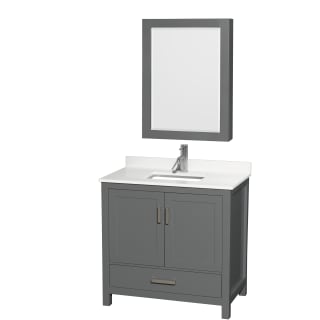 A thumbnail of the Wyndham Collection WCS141436S-QTZ-UNSMED Dark Gray / White Quartz Top / Brushed Chrome Hardware