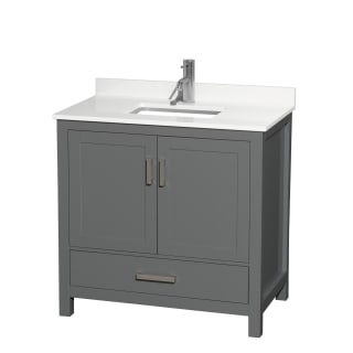 A thumbnail of the Wyndham Collection WCS141436S-QTZ-UNSMXX Dark Gray / White Quartz Top / Brushed Chrome Hardware