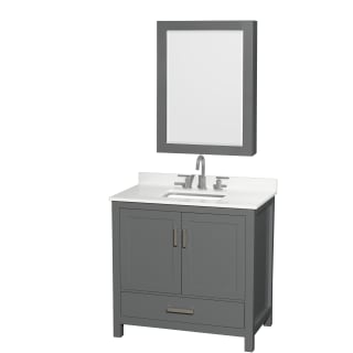 A thumbnail of the Wyndham Collection WCS141436S-QTZ-US3MED Dark Gray / White Quartz Top / Brushed Chrome Hardware