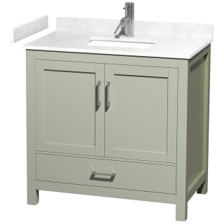 A thumbnail of the Wyndham Collection WCS141436S-VCA-MXX Light Green / Carrara Cultured Marble Top / Brushed Nickel Hardware