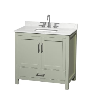 A thumbnail of the Wyndham Collection WCS141436S-QTZ-US3MXX Light Green / Giotto Quartz Top / Brushed Nickel Hardware