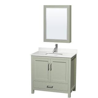 A thumbnail of the Wyndham Collection WCS141436S-QTZ-UNSMED Light Green / White Quartz Top / Brushed Nickel Hardware