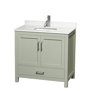 A thumbnail of the Wyndham Collection WCS141436S-QTZ-UNSMXX Light Green / White Quartz Top / Brushed Nickel Hardware