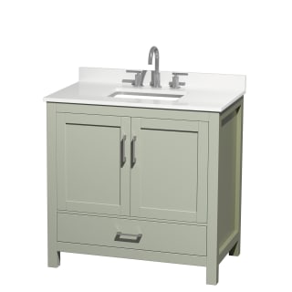 A thumbnail of the Wyndham Collection WCS141436S-QTZ-US3MXX Light Green / White Quartz Top / Brushed Nickel Hardware