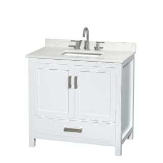 A thumbnail of the Wyndham Collection WCS141436S-QTZ-US3MXX White / Giotto Quartz Top / Brushed Chrome Hardware