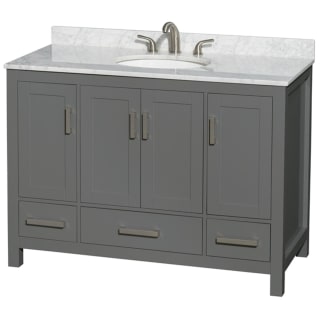 A thumbnail of the Wyndham Collection WCS141448SUNOMXX Dark Gray / White Carrara Marble Top / Brushed Chrome Hardware