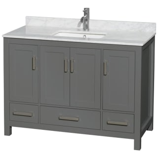 A thumbnail of the Wyndham Collection WCS141448SUNSMXX Dark Gray / White Carrara Marble Top / Brushed Chrome Hardware