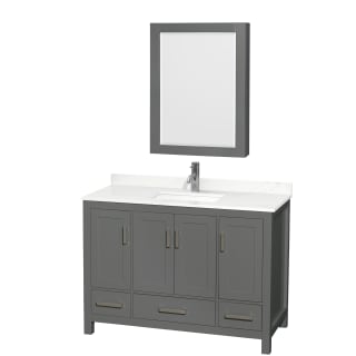 A thumbnail of the Wyndham Collection WCS141448S-QTZ-UNSMED Dark Gray / Giotto Quartz Top / Brushed Chrome Hardware