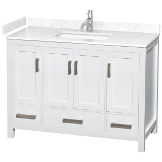 A thumbnail of the Wyndham Collection WCS141448S-VCA-MXX White / Carrara Cultured Marble Top / Brushed Chrome Hardware