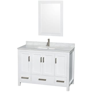 A thumbnail of the Wyndham Collection WCS141448SUNSM24 White / White Carrara Marble Top / Brushed Chrome Hardware
