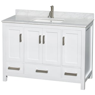 A thumbnail of the Wyndham Collection WCS141448SUNSMXX White / White Carrara Marble Top / Brushed Chrome Hardware
