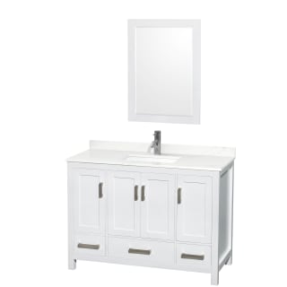 A thumbnail of the Wyndham Collection WCS141448S-QTZ-UNSM24 White / Giotto Quartz Top / Brushed Chrome Hardware