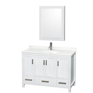 A thumbnail of the Wyndham Collection WCS141448S-QTZ-UNSMED White / Giotto Quartz Top / Brushed Chrome Hardware