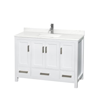 A thumbnail of the Wyndham Collection WCS141448S-QTZ-UNSMXX White / Giotto Quartz Top / Brushed Chrome Hardware