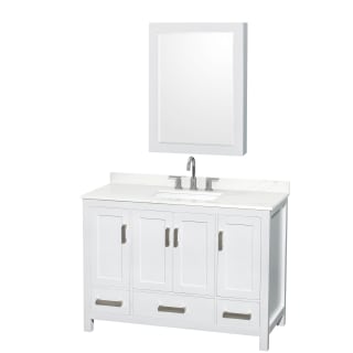 A thumbnail of the Wyndham Collection WCS141448S-QTZ-US3MED White / Giotto Quartz Top / Brushed Chrome Hardware