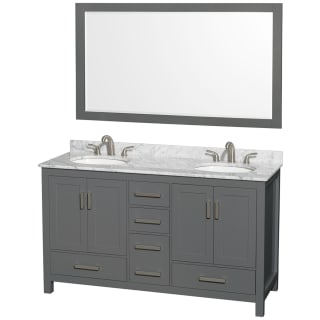 A thumbnail of the Wyndham Collection WCS141460DUNOM58 Gray / White Carrara Marble Top / Brushed Chrome Hardware