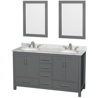 A thumbnail of the Wyndham Collection WCS141460DUNOM24 Dark Gray / White Carrara Marble Top / Brushed Chrome Hardware