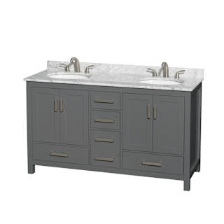 A thumbnail of the Wyndham Collection WCS141460DUNOMXX Dark Gray / White Carrara Marble Top / Brushed Chrome Hardware