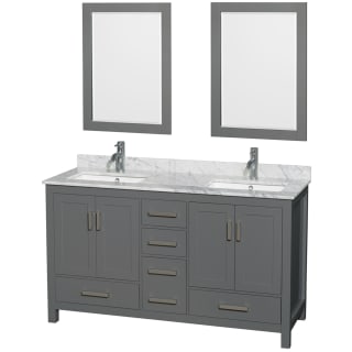 A thumbnail of the Wyndham Collection WCS141460DUNSM24 Dark Gray / White Carrara Marble Top / Brushed Chrome Hardware