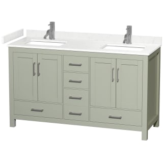 A thumbnail of the Wyndham Collection WCS141460D-VCA-MXX Light Green / Carrara Cultured Marble Top / Brushed Nickel Hardware