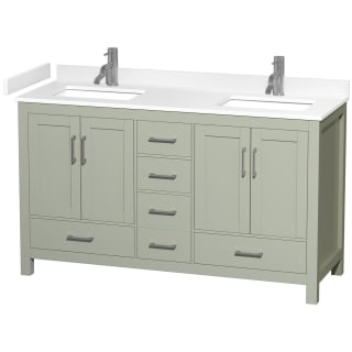 A thumbnail of the Wyndham Collection WCS141460D-VCA-MXX Light Green / White Cultured Marble Top / Brushed Nickel Hardware