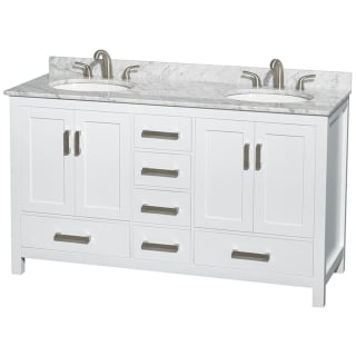 A thumbnail of the Wyndham Collection WCS141460DUNOMXX White / White Carrara Marble Top / Brushed Chrome Hardware