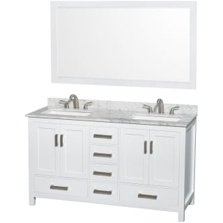 A thumbnail of the Wyndham Collection WCS141460DCMUS3M58 White / White Carrara Marble Top / Brushed Chrome Hardware