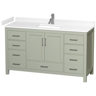 A thumbnail of the Wyndham Collection WCS141460S-VCA-MXX Light Green / White Cultured Marble Top / Brushed Nickel Hardware