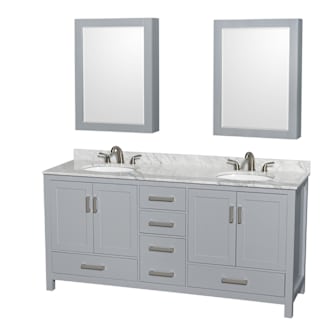 A thumbnail of the Wyndham Collection WCS141472DUNOMED Gray / White Carrara Marble Top / Brushed Chrome Hardware