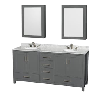 A thumbnail of the Wyndham Collection WCS141472DUNOMED Dark Gray / White Carrara Marble Top / Brushed Chrome Hardware