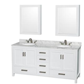 A thumbnail of the Wyndham Collection WCS141472DUNOMED White / White Carrara Marble Top / Brushed Chrome Hardware